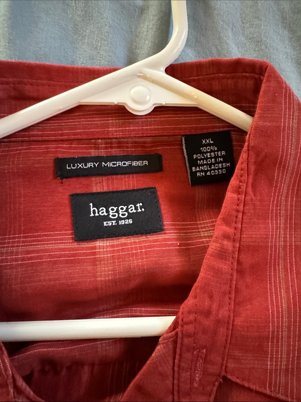 Haggar Red Plaid Short-Sleeve Button-Down Shirt - Picture 2 of 4